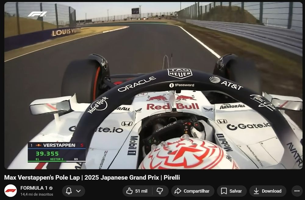 Pole de Verstappen em 2025 não teve o mesmo 'corte' e foi reproduzida integralmente na câmera do cockpit.