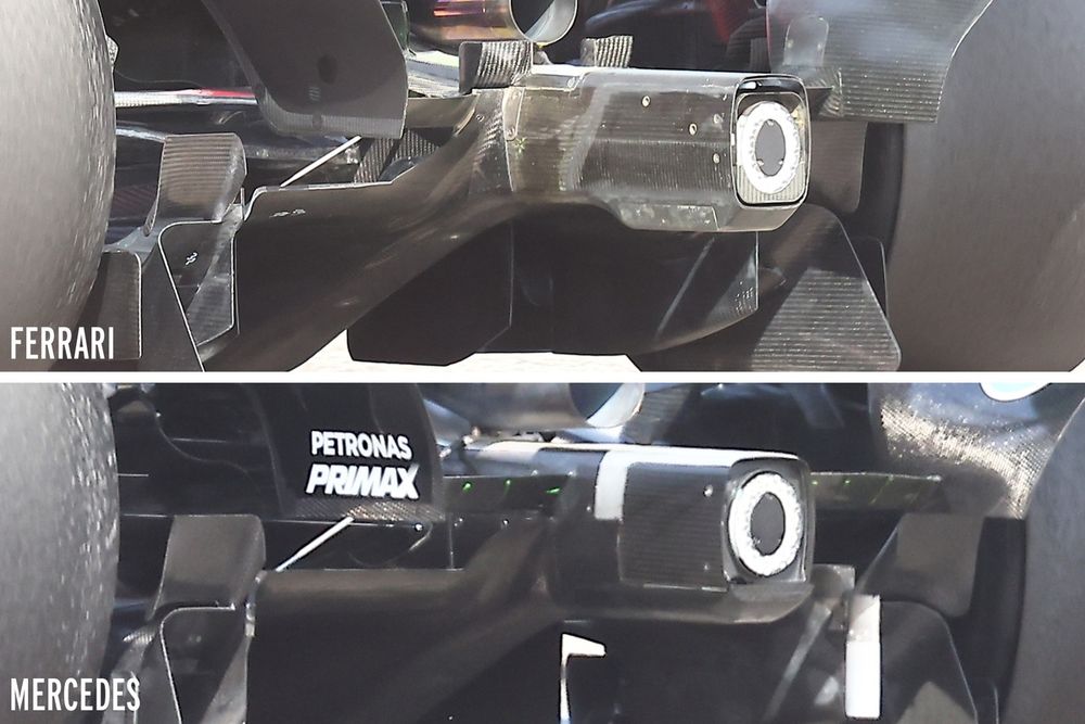 Confronto tra il diffusore Ferrari e quello Mercedes