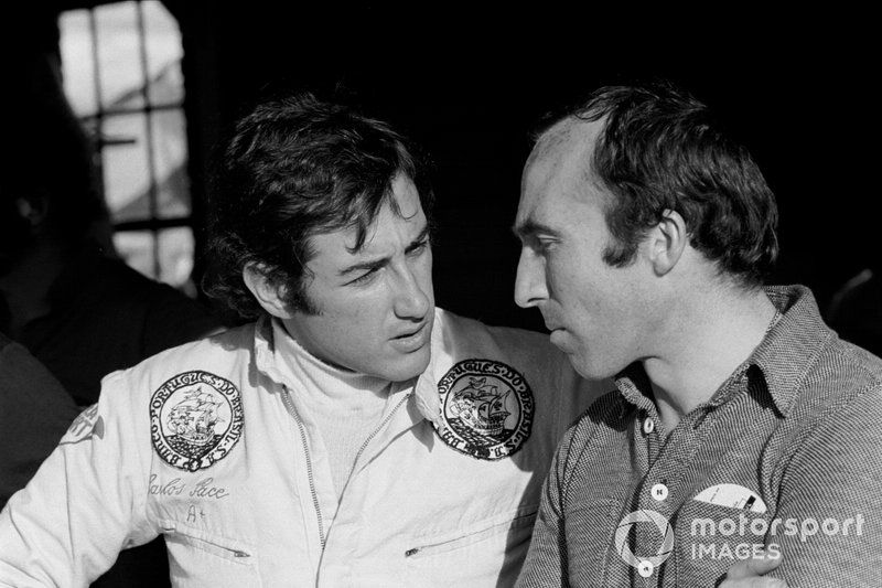 Focusing on just F1 for 1972, money was still tight for Frank Williams (pictured with Carlos Pace)