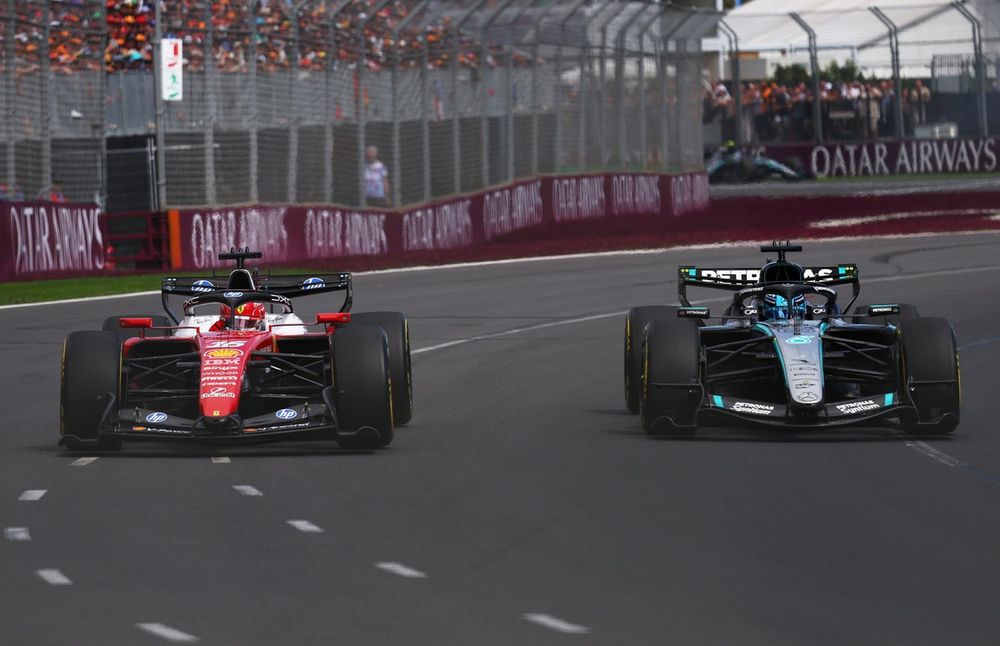 Charles Leclerc, Ferrari, George Russell, Mercedes