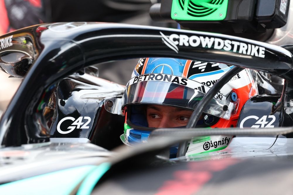 Mercedes' Italian driver Kimi Antonelli looks on inside the cockpit of his car ahead of a delayed start of the Formula One Belgian Grand Prix after a red flag due to visibility at the Spa-Francorchamps circuit in Spa, on July 27, 2025. (Photo by YVES HERMAN / POOL / AFP) (Photo by YVES HERMAN/POOL/AFP via Getty Images)