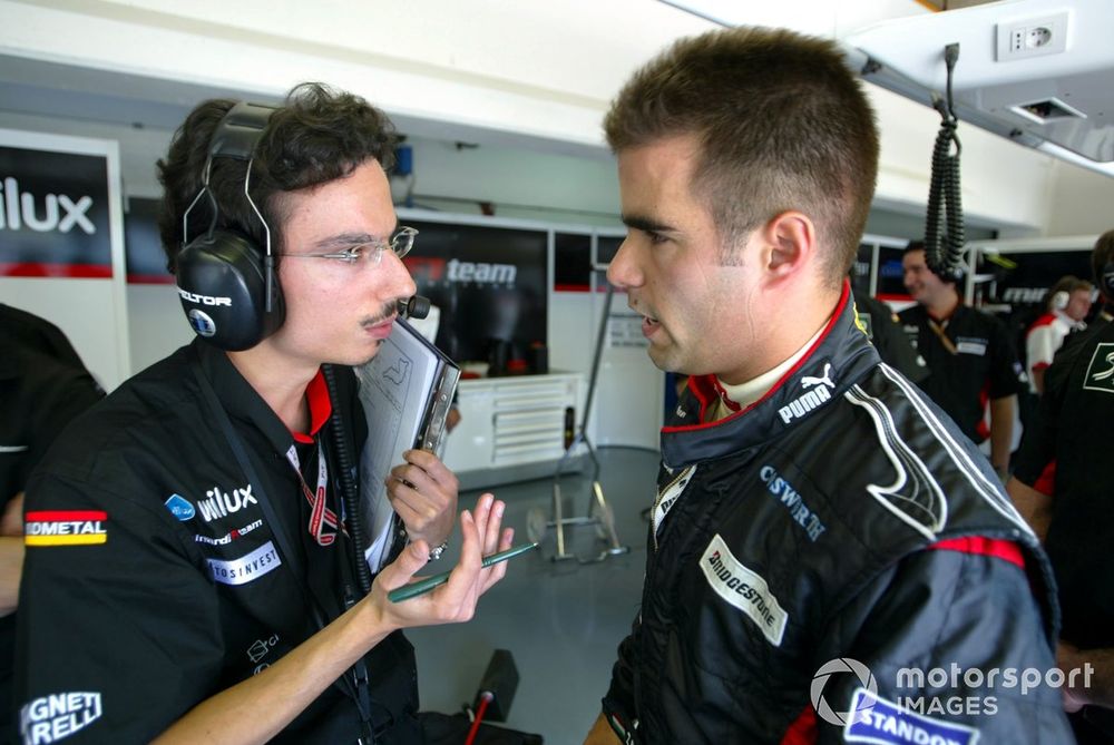 Zsolt Baumgartner Minardi with Laurent Mekies Minardi Race Engineer