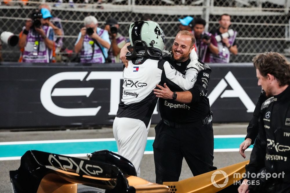 Brad Pitt films a scene for the F1 movie at the end of the race