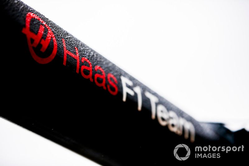 Haas F1 Team logo on pit equipment
