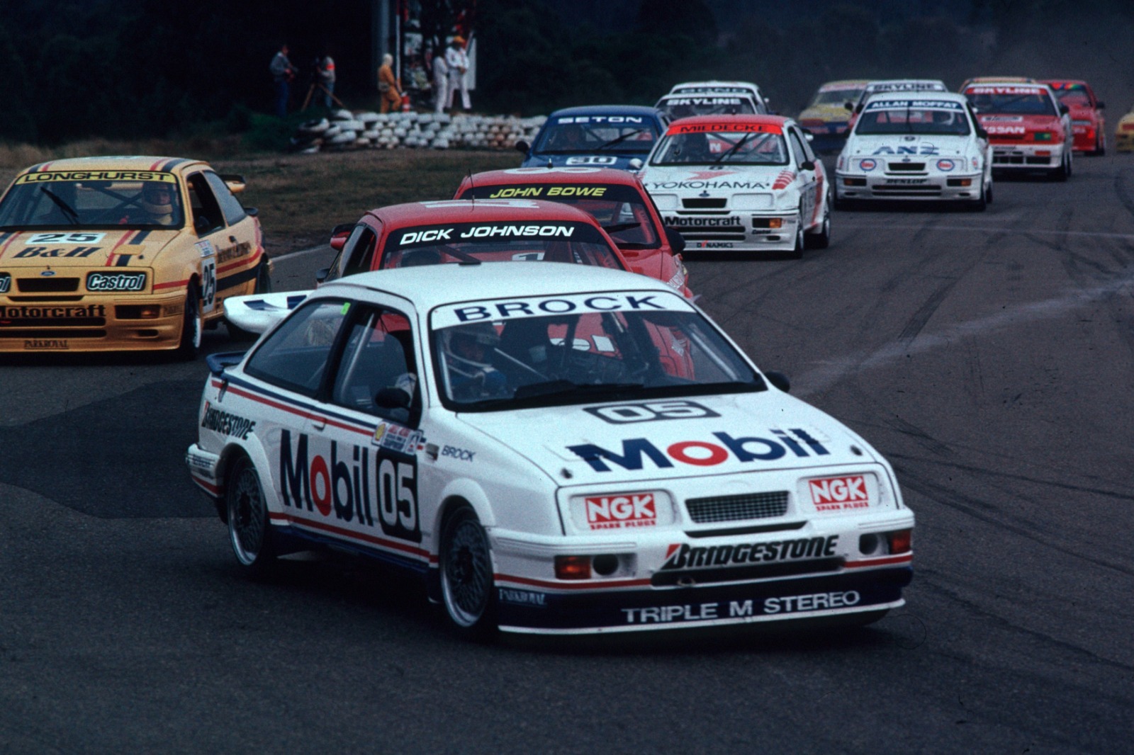 Brock won the start of the ATCC race at Oran Park in 1989, and led home the previously dominant Ford Sierras of Dick Johnson and John Bowe