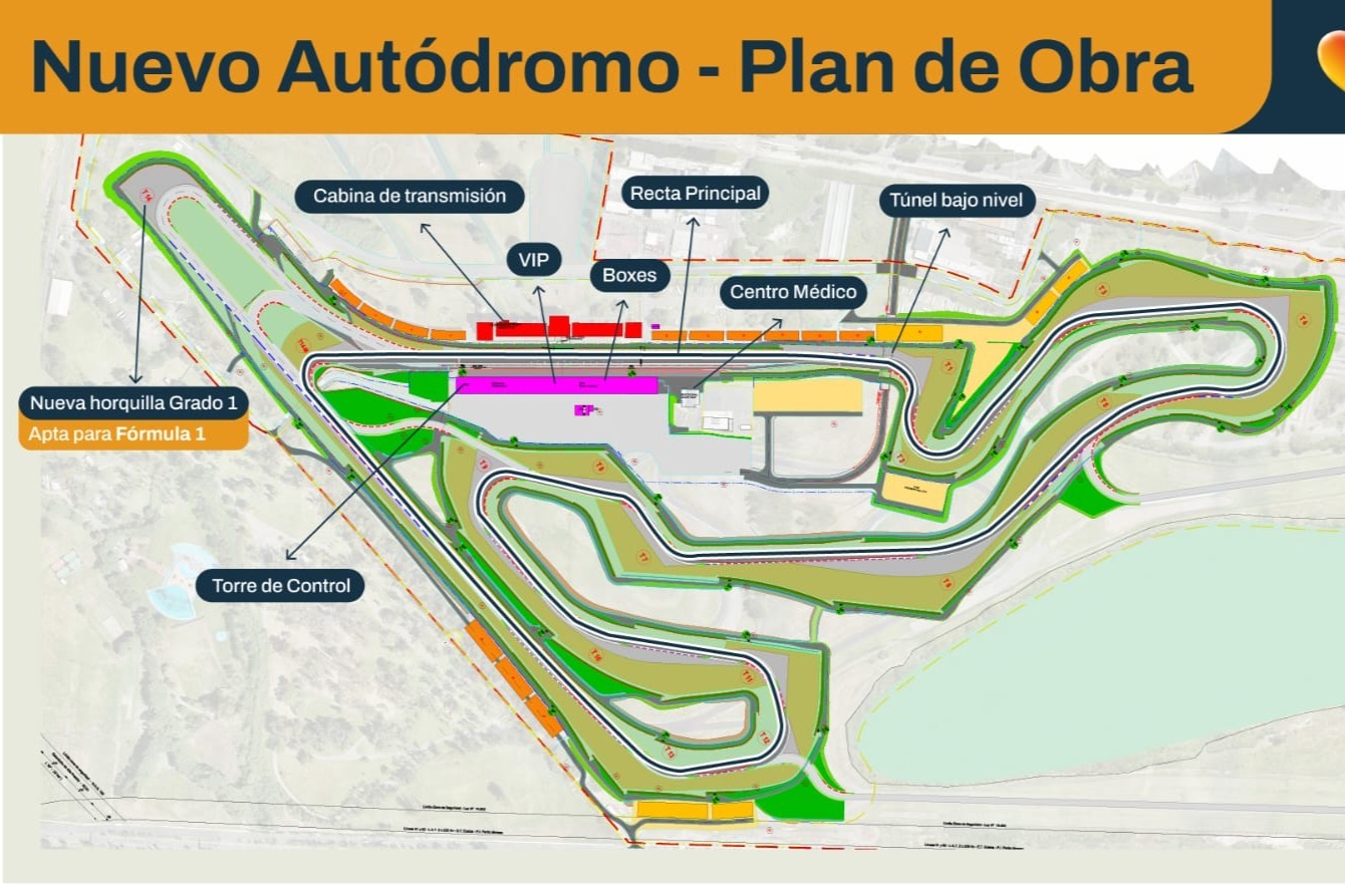 El nuevo trazado del Autódromo de Buenos Aires, con la extensión para la Fórmula 1.