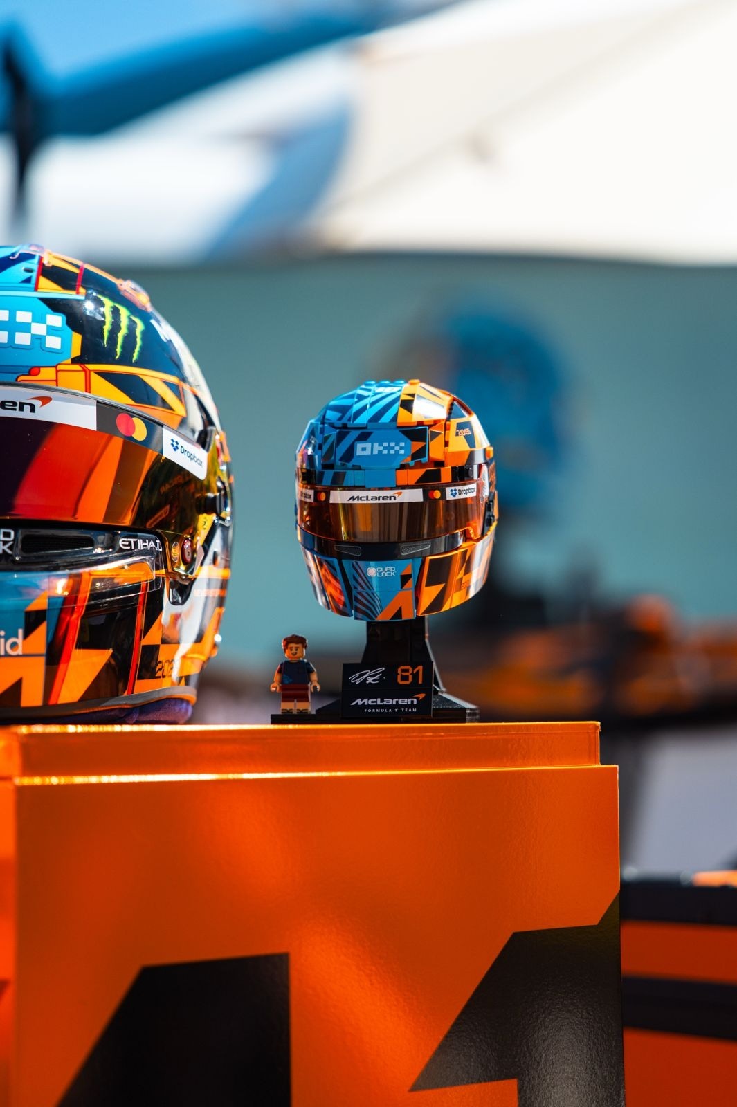 Le casque en Lego d'Oscar Piastri.
